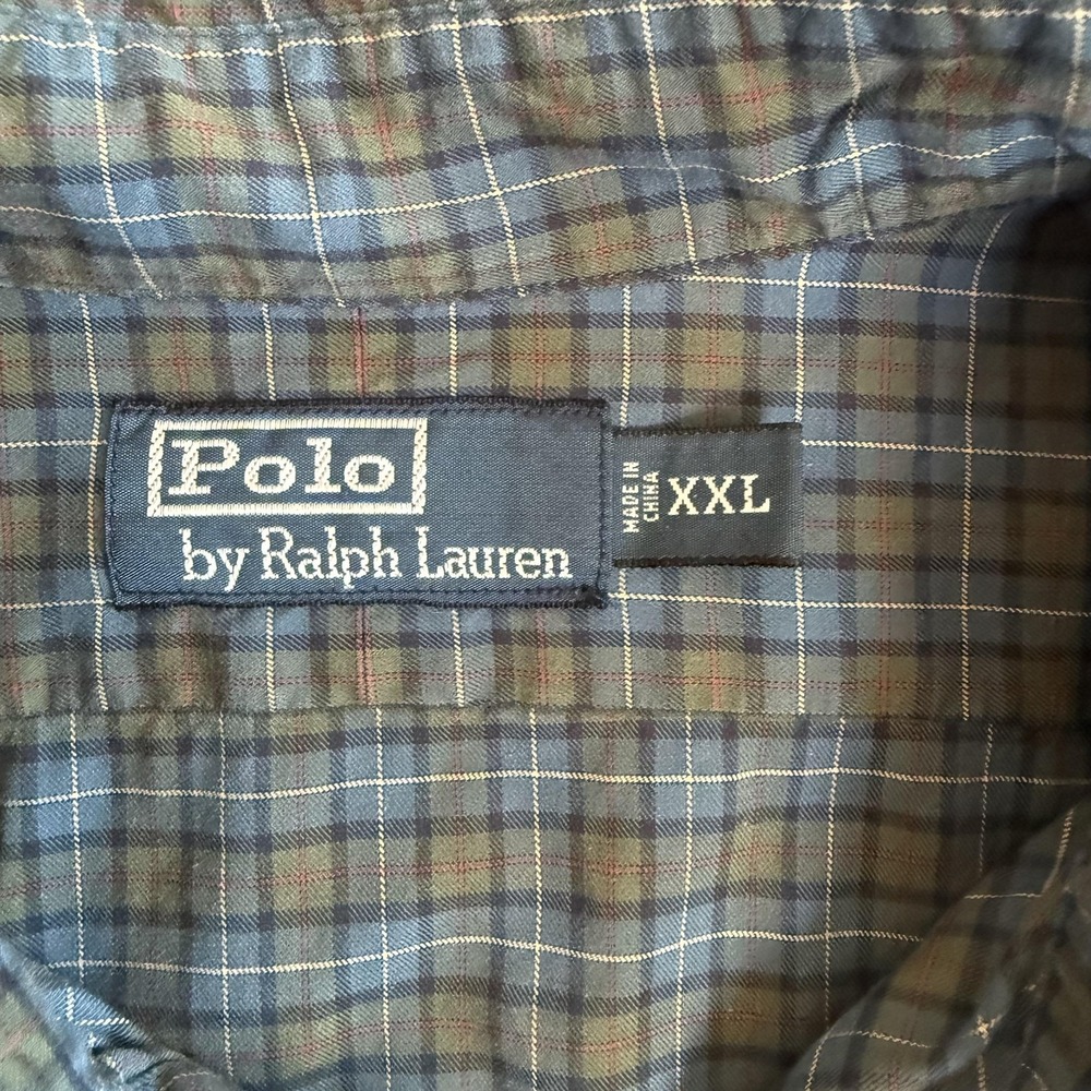 Polo by Ralph Lauren Shirt Mens 2XL Blue Green Plaid Short Sleeve Button Front - Picture 3 of 7